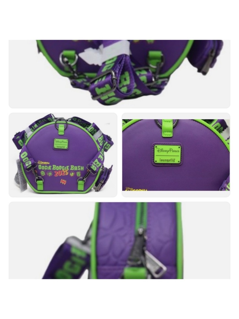 Loungefly Purple and Neon Green Oogie Boogie Bash Crossbody